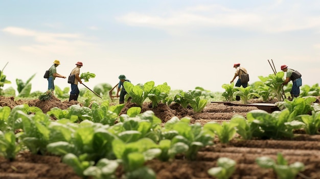 A photo of Farm Workers Harvesting Organic Crop