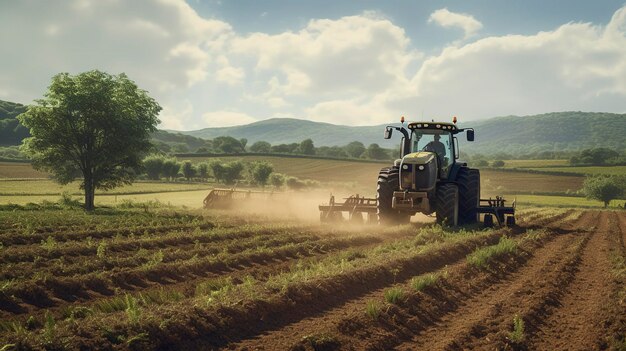 A photo of a farmer using a no till farming technique