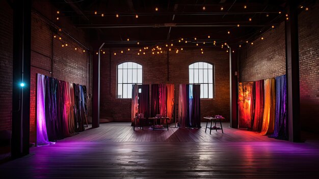 Photo a photo of a fashion event venue industrial brick walls