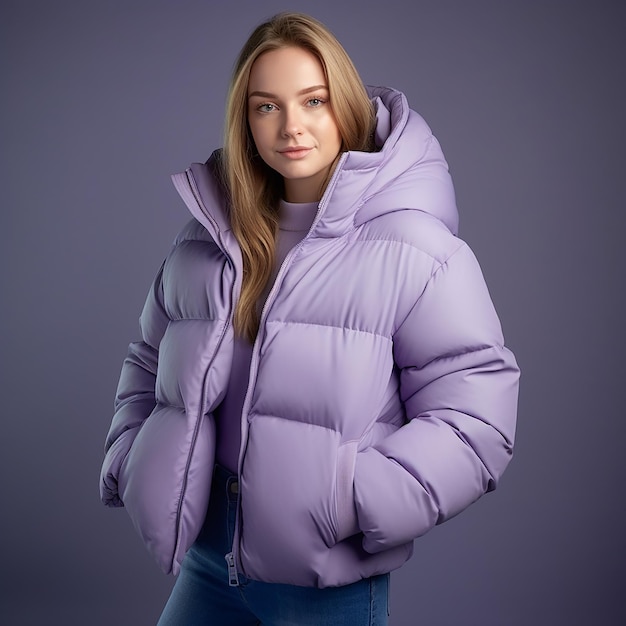 A photo of a fashionable winter puffer jacket