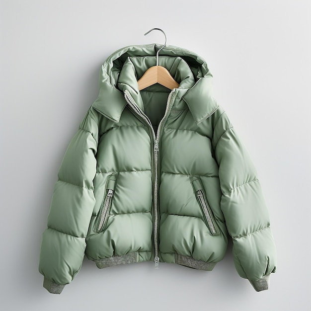 A photo of a fashionable winter puffer jacket