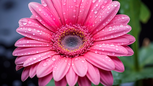 A Photo featuring a close up of a delicate gerbera daisy with its vibrant petals and prominent