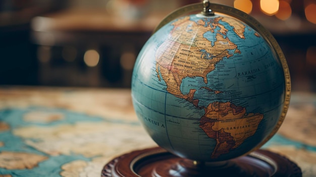 A Photo featuring a close up of a globe with a detailed world map