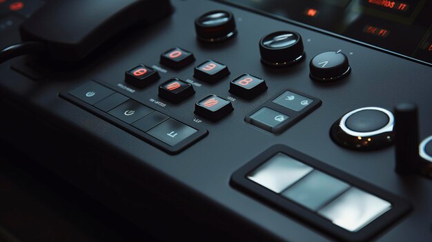 A Photo featuring a close up of a telephone or VoIP system with a sleek design and functional butt