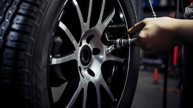 A Photo featuring a close up of a tyre being mounted on a rim