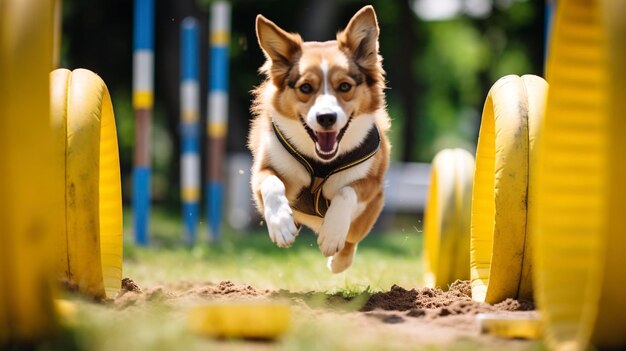 A Photo featuring a dog responding to directional cues such as left or right turns