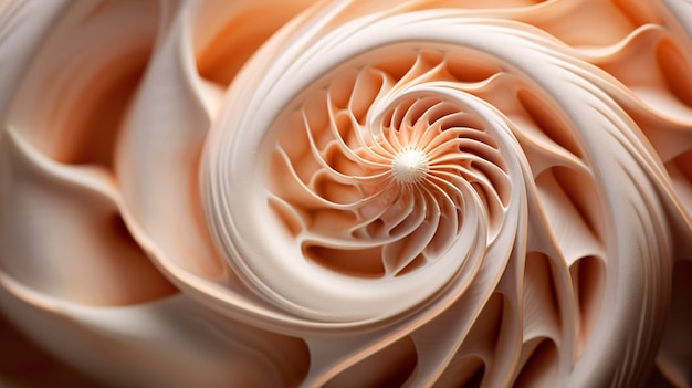A Photo featuring a hyper detailed close up shot of a seashell such as a volute or triton shell