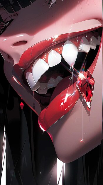 Foto una foto di un vampiro delle labbra femminili