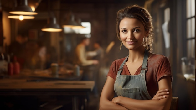 Photo of female worker smile looking camera