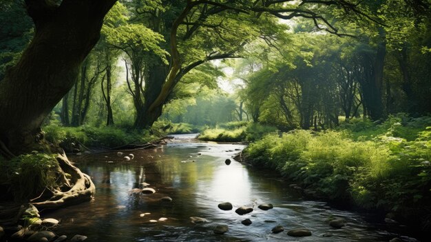 A photo of a fen landscape with meandering river dense foliage