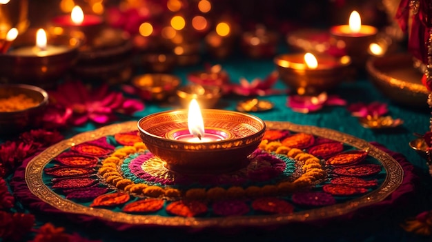 Photo festival of lights diwali candles background