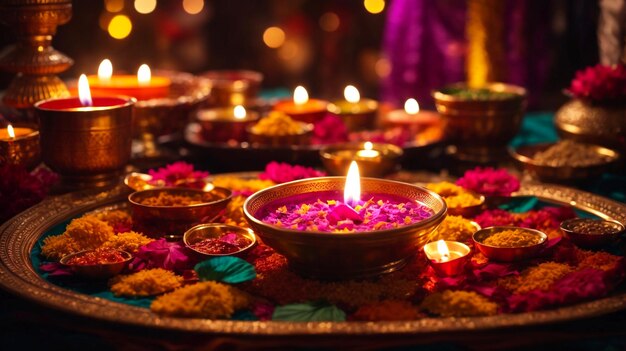 Photo festival of lights diwali candles background