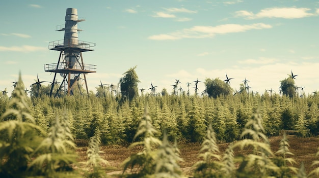 A photo of a field of industrial hemp