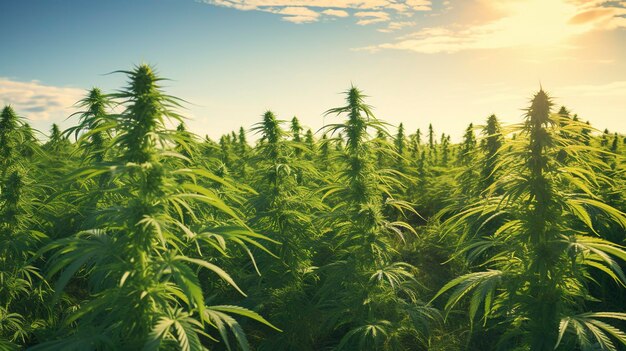 A photo of a field of mature marijuana plants