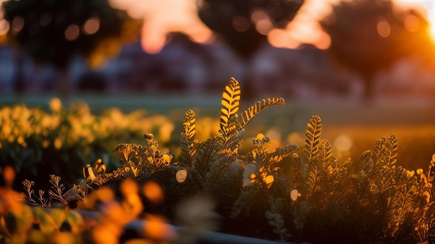 фото поля в золотой час заката