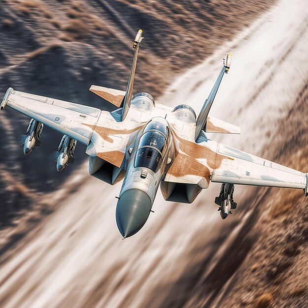 Foto foto aereo da combattimento che vola nel cielo