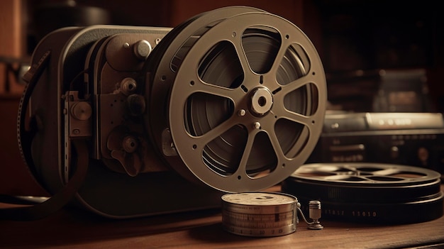 Photo a photo of a film reel and vintage camera