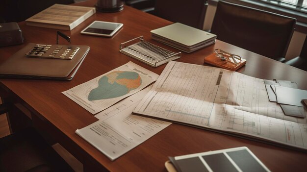 A Photo of a Financial Advisor's Desk with Charts and Reports