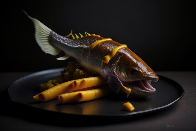 Photo of fish and chips Generative AI