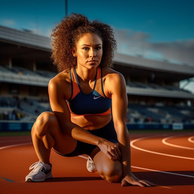 photo fit woman with perfect smile in stylish sportswear