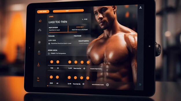 Photo a photo of a fitness app on a tablet