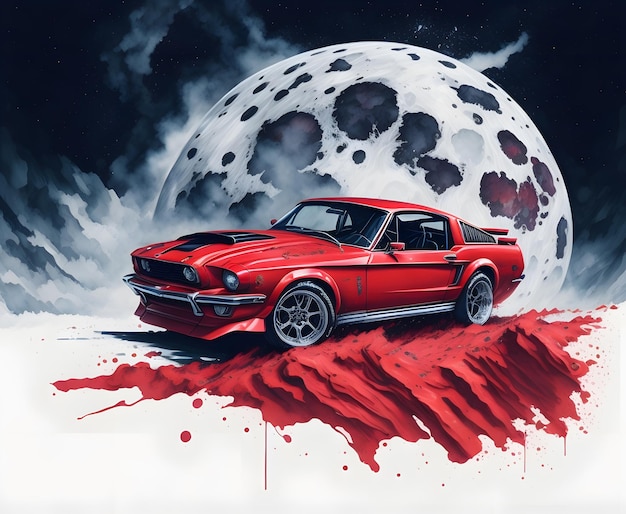 Photo a flat design 1990 ford mustang generative ai