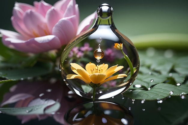 Photo of flower inside a water bubble