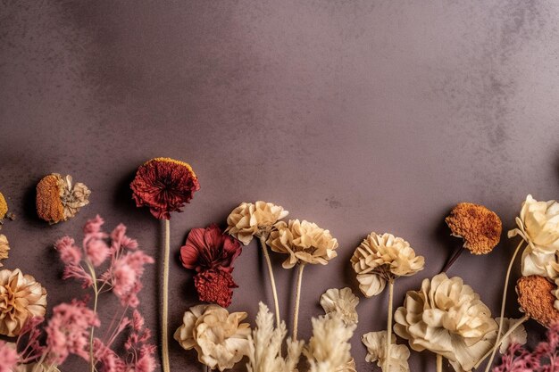 A photo of flowers on a brown background