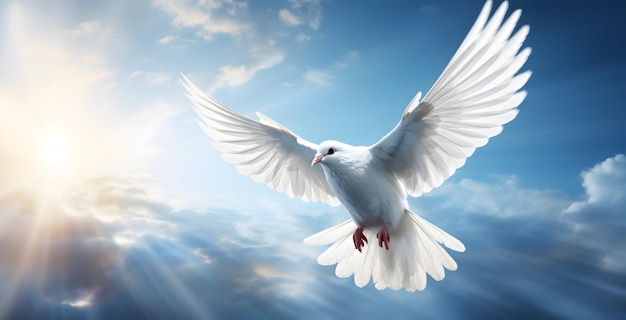 Photo flying allegorical peace dove international day of peace generative ai