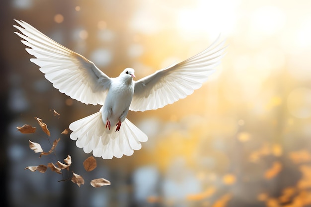 Photo flying allegorical peace dove international day of peace generative ai