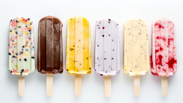 photo focus ice cream sticks various flavors Generate AI