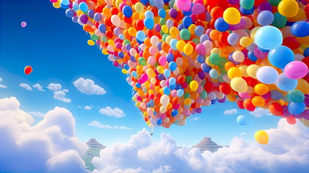 Foto migliaia di palloncini colorati nel cielo generano ai