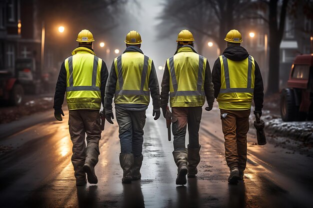 Photo of Foggy construction workers