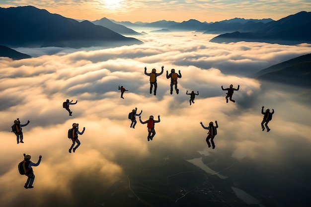 Photo of Foggy mountain skydiving