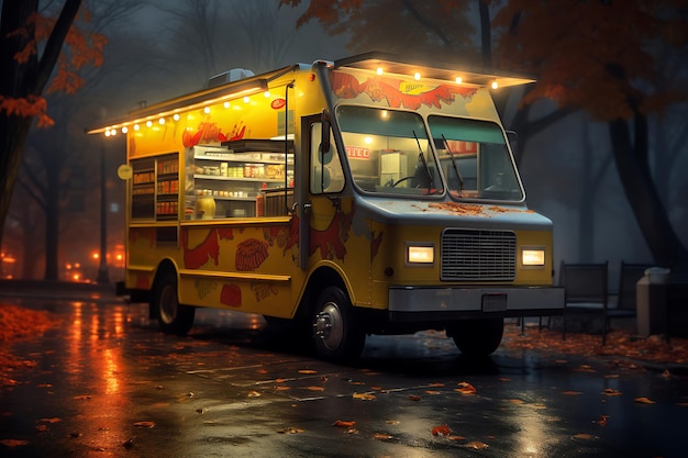 Photo of Foggy outdoor food truck festival