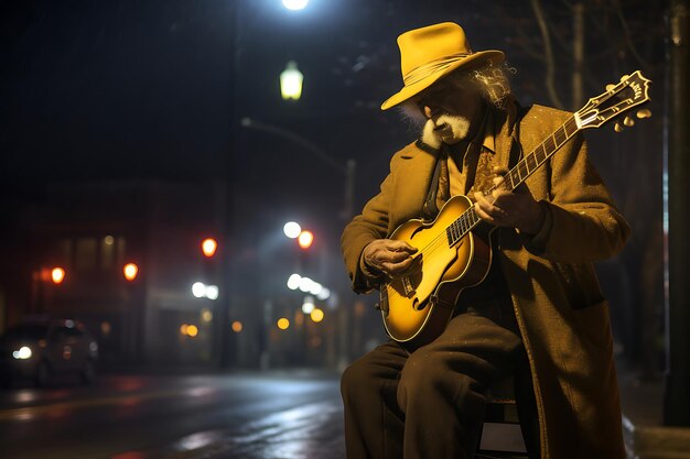 Photo of Foggy street musician