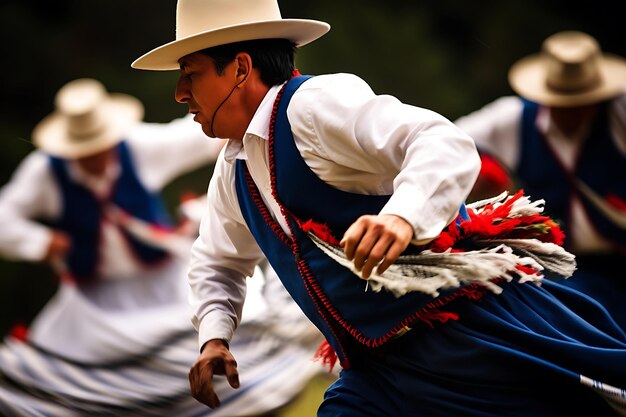 Photo of Folk dancers in motion during festivals