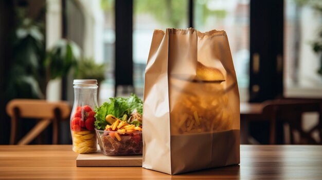 Photo a photo of a food delivery bag with freshly prepared meals inside