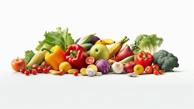 Photo Food fruit and vegetable 3d white background Generative AI