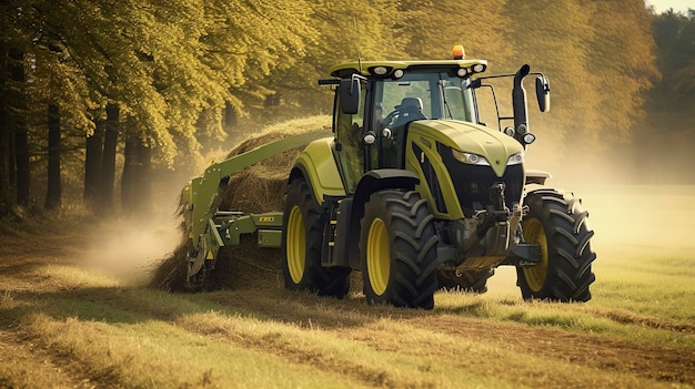 A photo of a forage harvester collecting silage