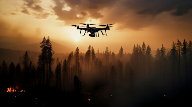 Фотография дронов для мониторинга лесных пожаров