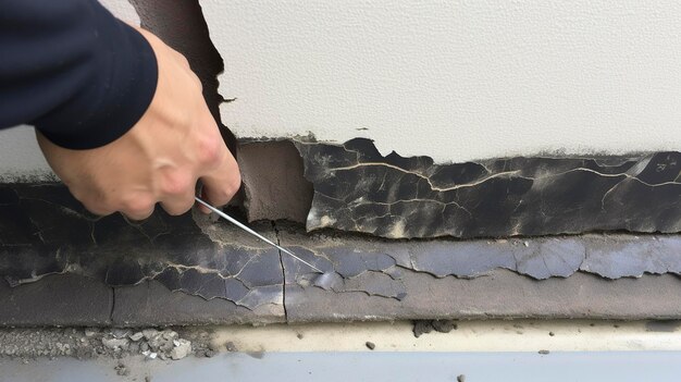 A photo of a foundation crack repair identified