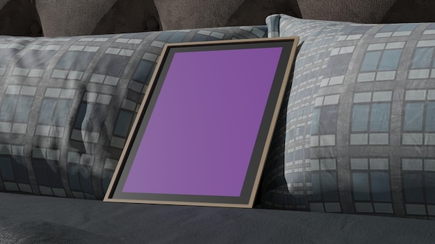 photo frame on bed mockup