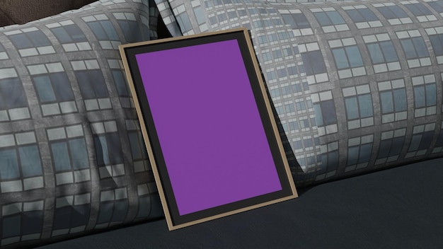 photo frame on bed mockup