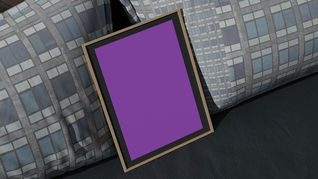 photo frame on bed mockup