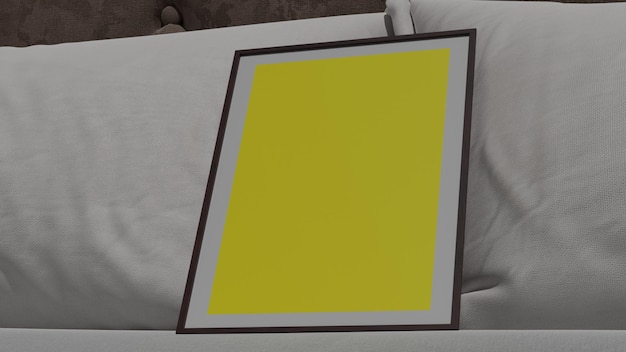 Photo photo frame on bed mockup