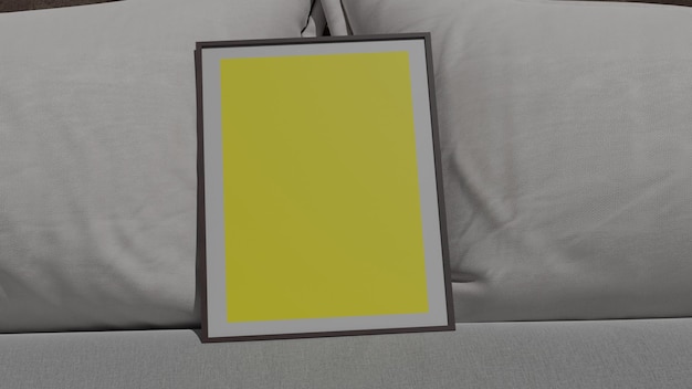 photo frame on bed mockup