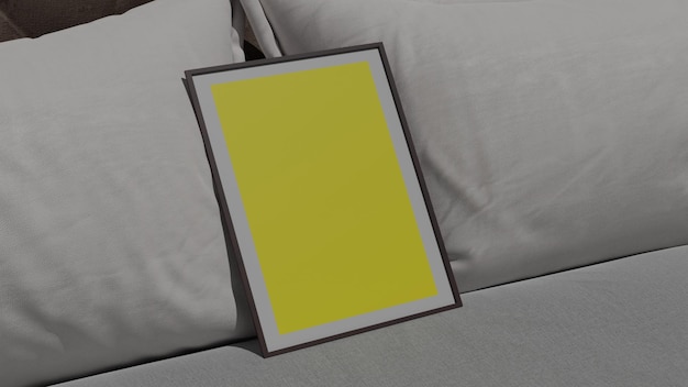 photo frame on bed mockup