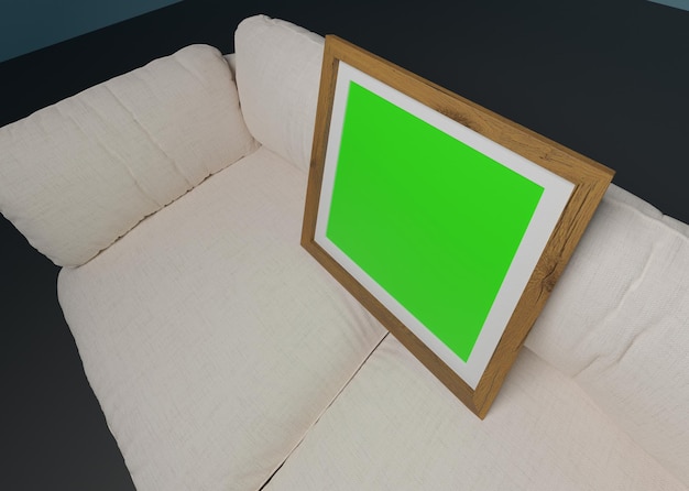 photo frame mockup on sofa