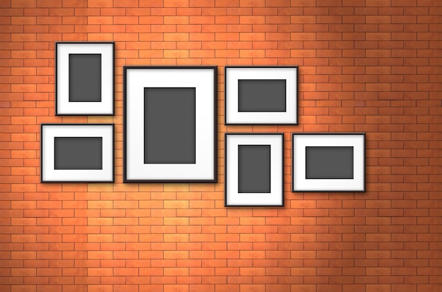 photo frame on old brick wall